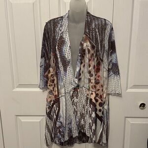Kamana sz Large thin open front patterned sweater/shawl EUC B1015